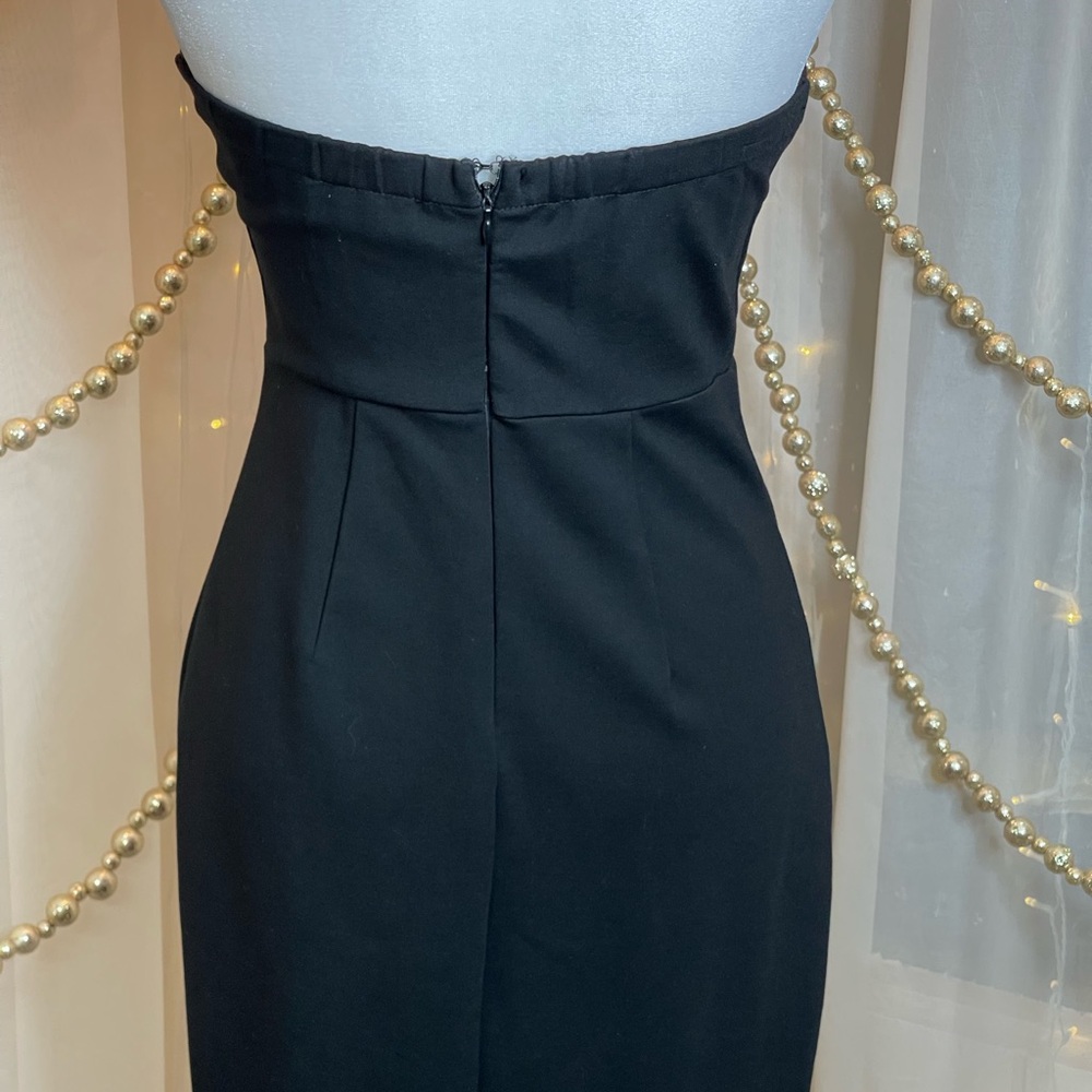 Lulu's Black Strapless Asymmetrical Bodycon Dress - Picture 5 of 6